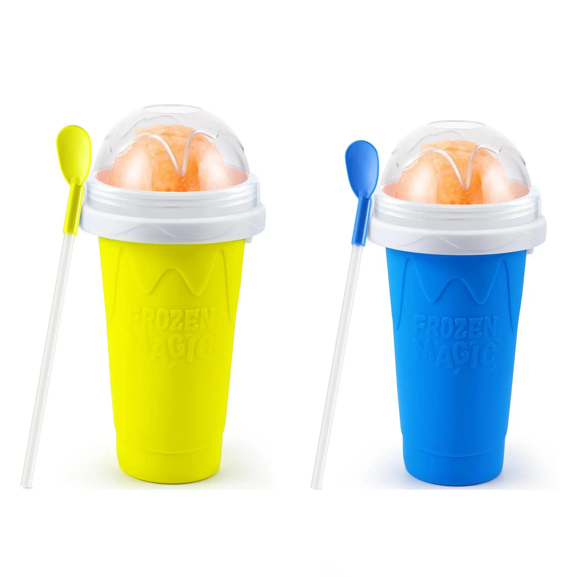Slushie Cup DIY Magic Slushy Maker Cups Portable Cup for Juices Milk and Ice Cream Make Double Layers Silica with Lid Straw