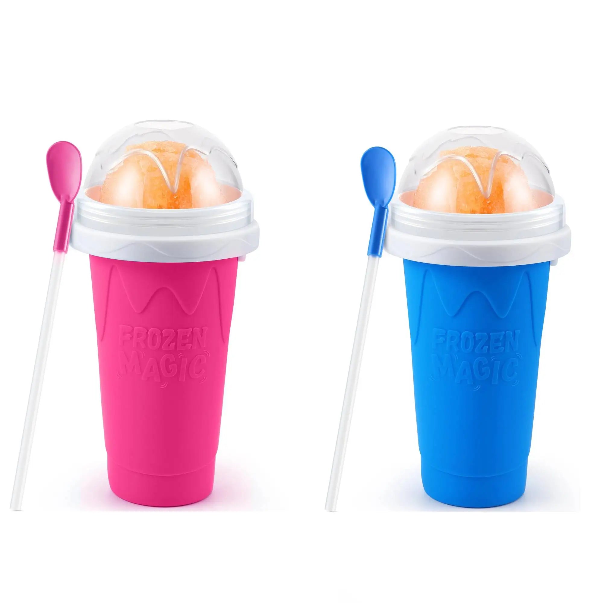 Slushie Cup DIY Magic Slushy Maker Cups Portable Cup for Juices Milk and Ice Cream Make Double Layers Silica with Lid Straw