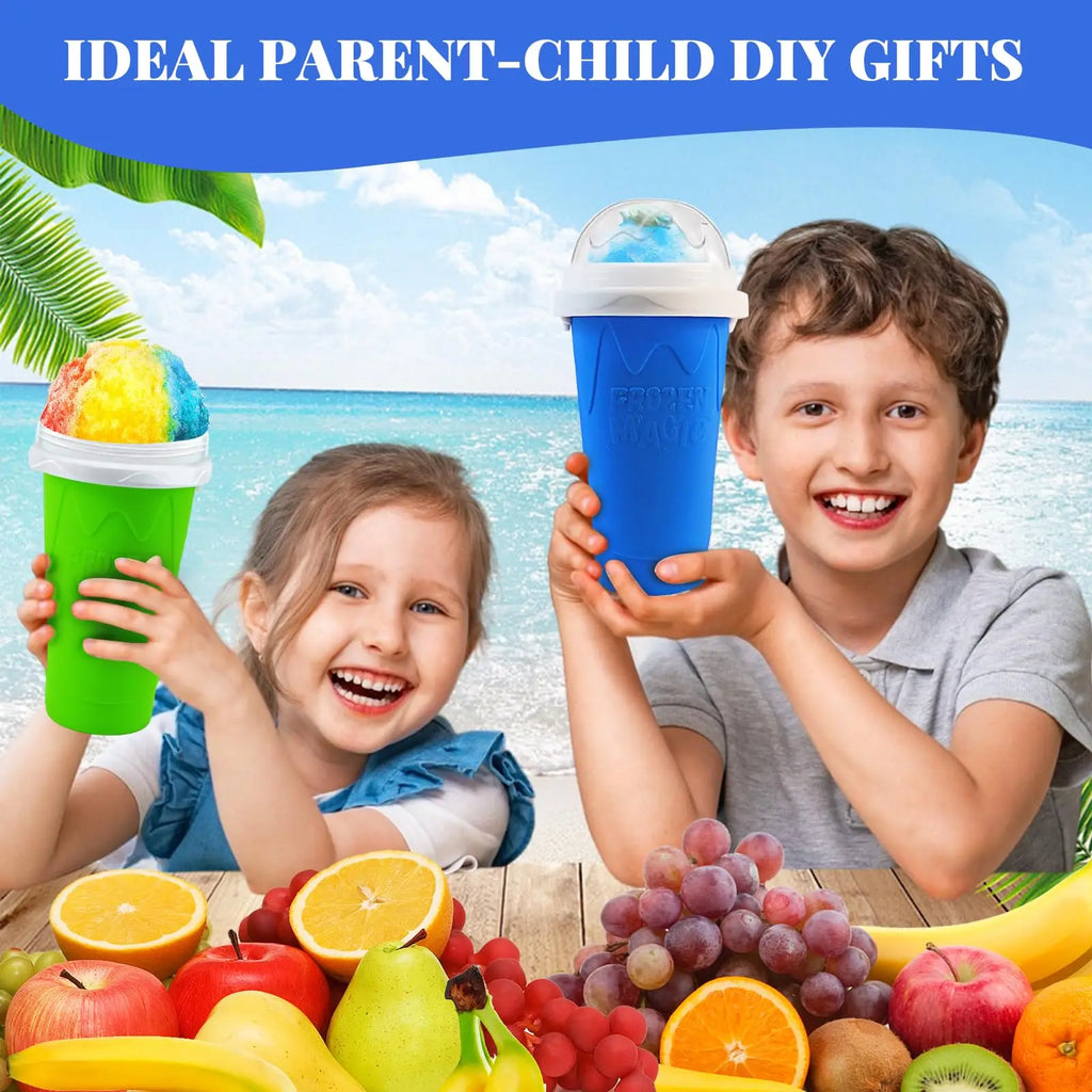 Slushie Cup DIY Magic Slushy Maker Cups Portable Cup for Juices Milk and Ice Cream Make Double Layers Silica with Lid Straw