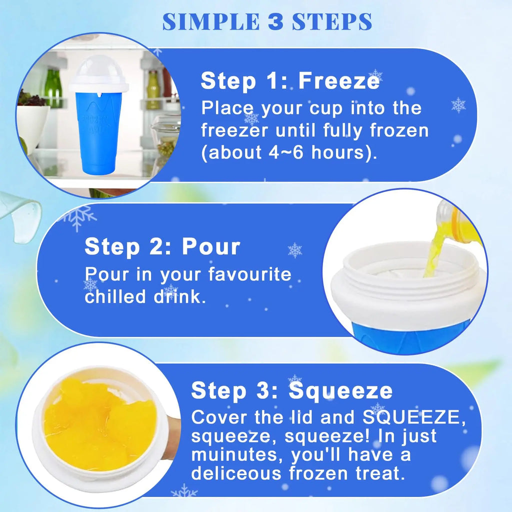 Slushie Cup DIY Magic Slushy Maker Cups Portable Cup for Juices Milk and Ice Cream Make Double Layers Silica with Lid Straw