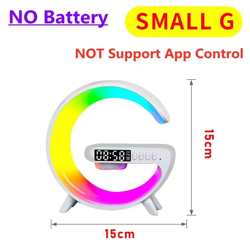 G-Shape RGB Wireless Charger with Alarm Clock, Speaker & Night Light