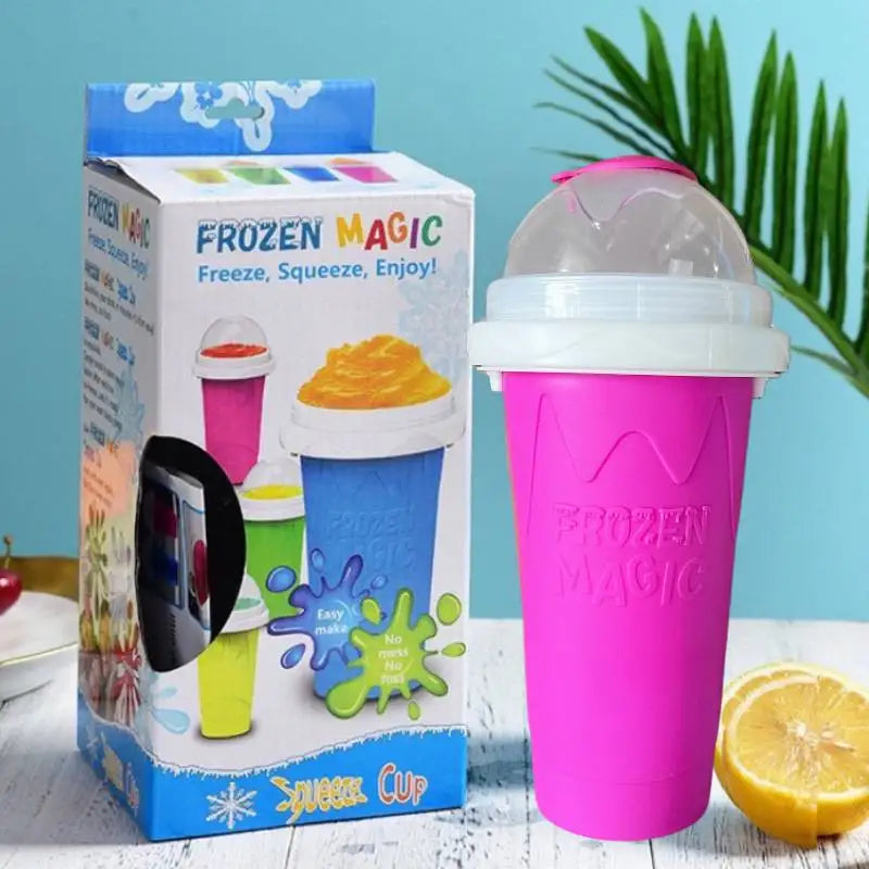 Slushie Cup DIY Magic Slushy Maker Cups Portable Cup for Juices Milk and Ice Cream Make Double Layers Silica with Lid Straw